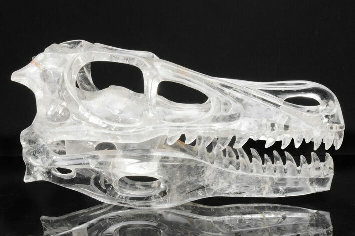 Carved Quartz Crystal Dinosaur Skull - Roar! #218503